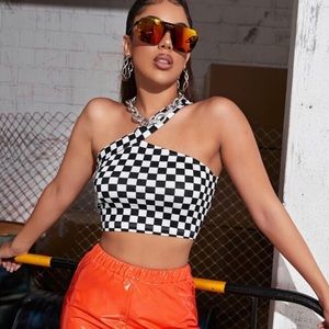 Checker crop top